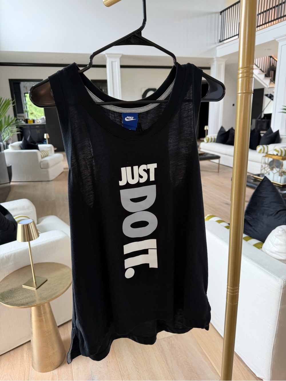 Nike Black Tank Top with White 'Just Do It.' Graphic